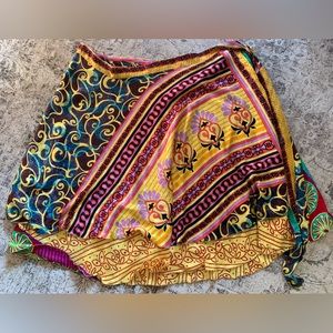 Boho Handmade Silk Wrap Skirt, Wearable Multiple Ways
